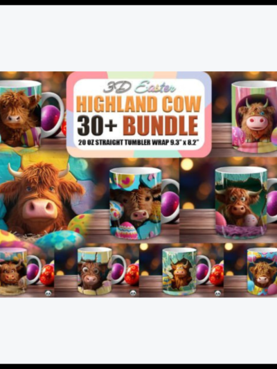Highland Cow 3D Mug Wrap Bundle for Easter