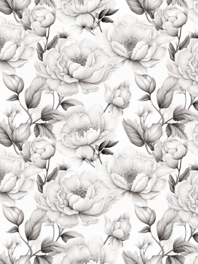 black white floral