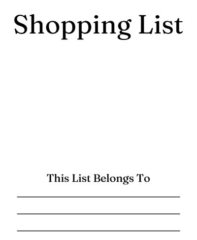 Shopping List