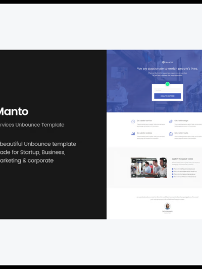 elements manto services unbounce landing page