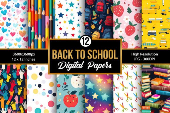 Back to School Digital Paper Patterns