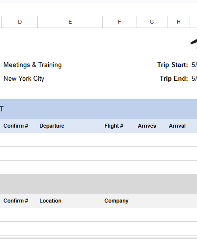 travel itinerary.xlsx